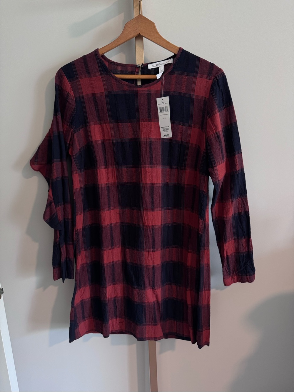 BCBGeneration Plaid Ruffle-Back Dress